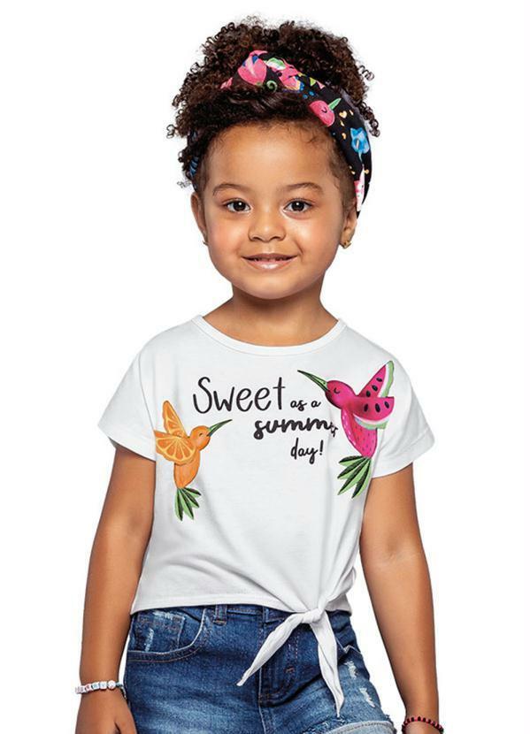 Vista 2 Blusa Infantil MeninaBranco Nanai Nanai