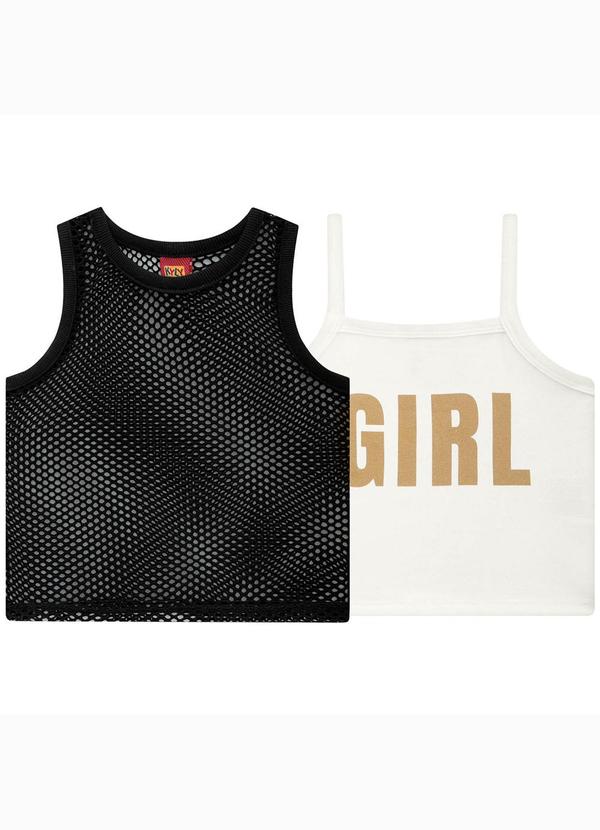 Blusa Infantil Menina com Sobreposição Off White