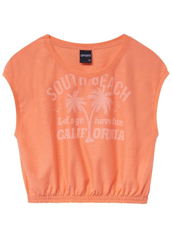 Vista 2 Blusa Teen Boxy Menina Laranja Amora Amora