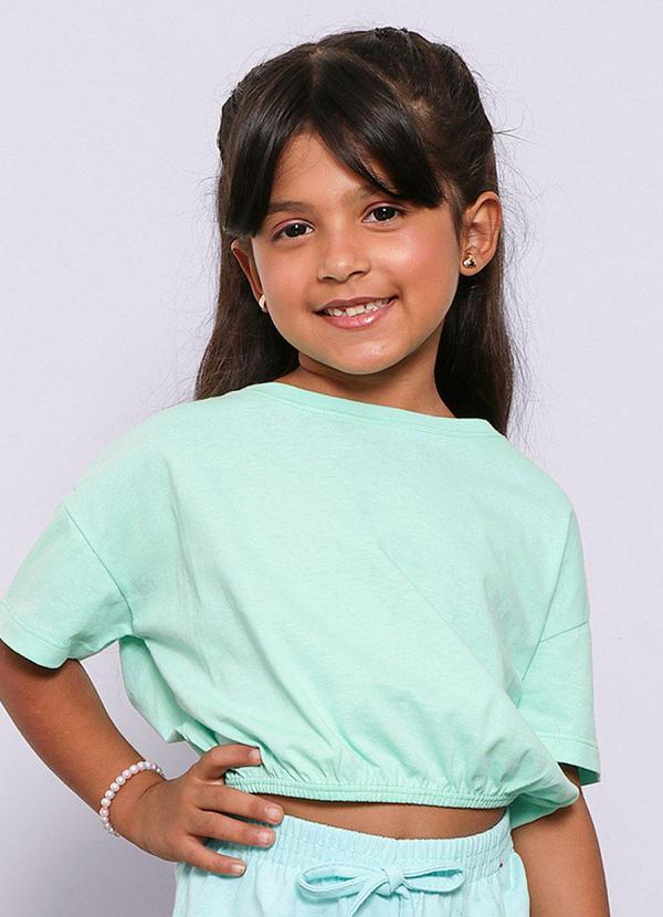 Camiseta Infantil Cropped Manga Curta Verde