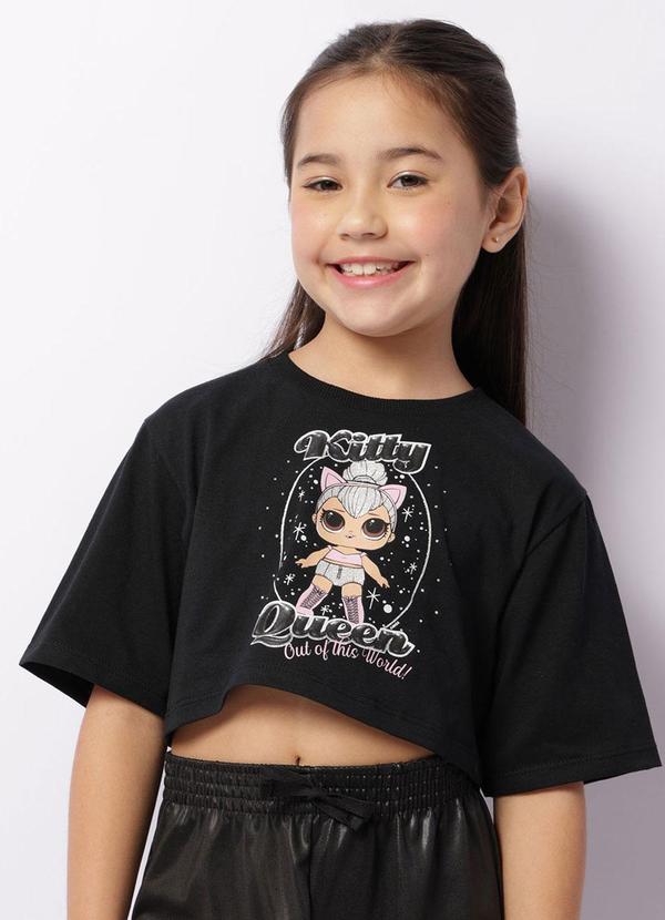 Camiseta Infantil Cropped Preta