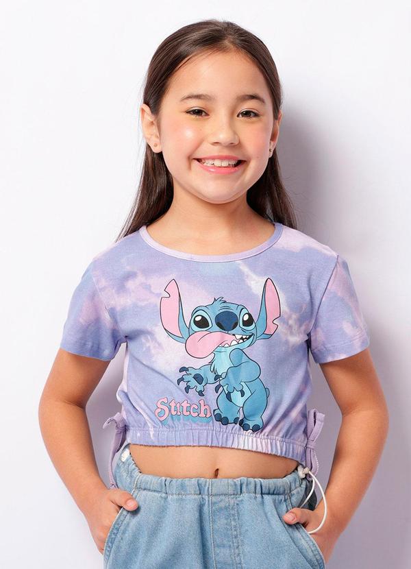 Camiseta Infantil Cropped Stitch Lilás