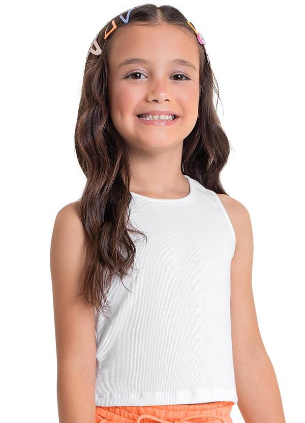 Vista 2 Cropped Básico em Ribana para Menina Branco Quimby Quimby