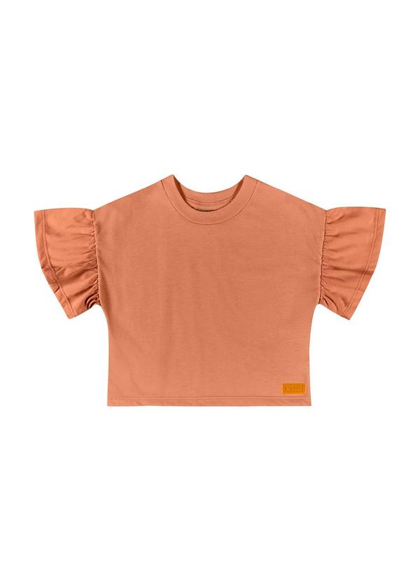 Vista 2 Cropped Básico Infantil para Menina Laranja Quimby Quimby