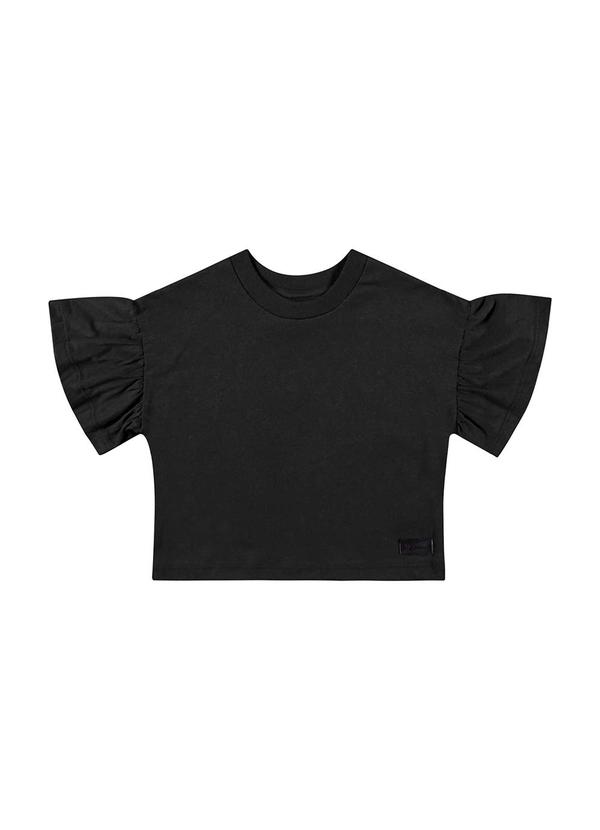 Vista 2 Cropped Básico Infantil para Menina Preto Quimby Quimby