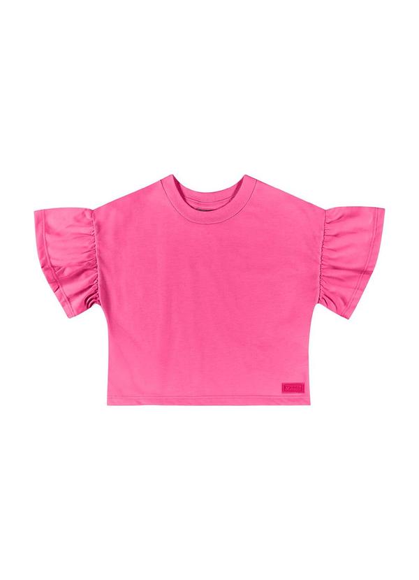 Vista 2 Cropped Básico Infantil para Menina Rosa Quimby Quimby