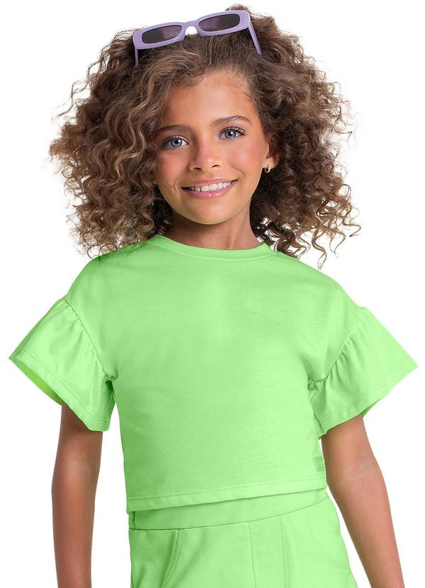 Vista 2 Cropped Básico Infantil para Menina Verde Quimby Quimby