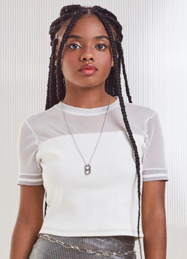 Cropped de Ribana com Tule Prata