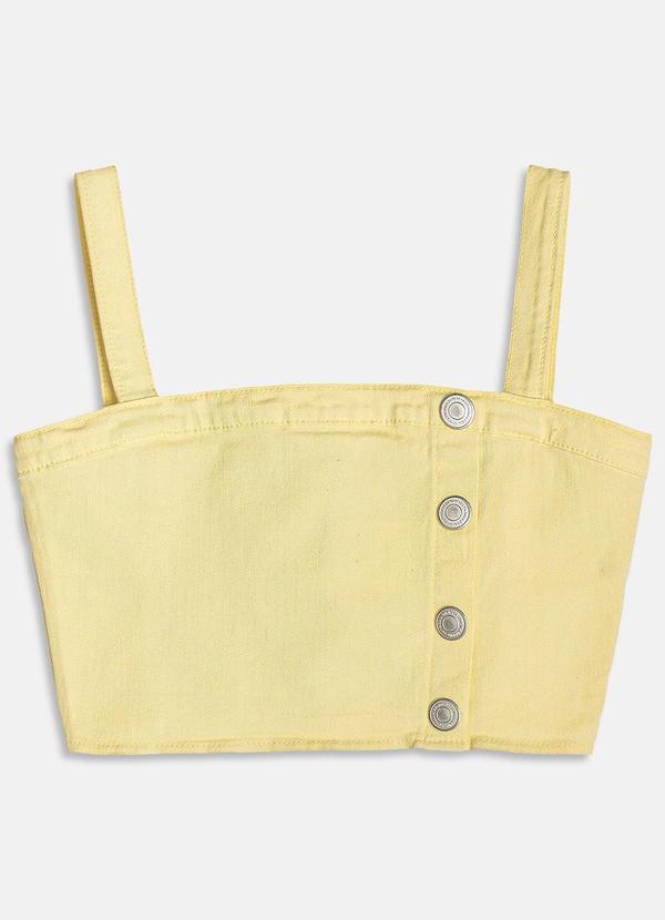 Cropped de Sarja com Botões Amarelo