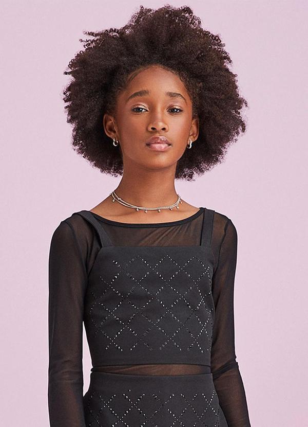Vista 2 Cropped de Strass Preto I Am I Am