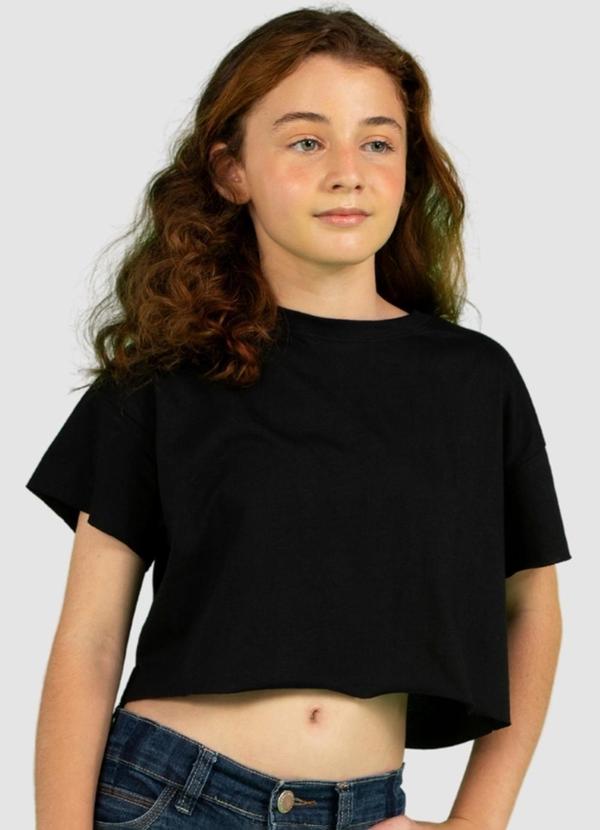 Cropped Meia Malha Tshirt Preto