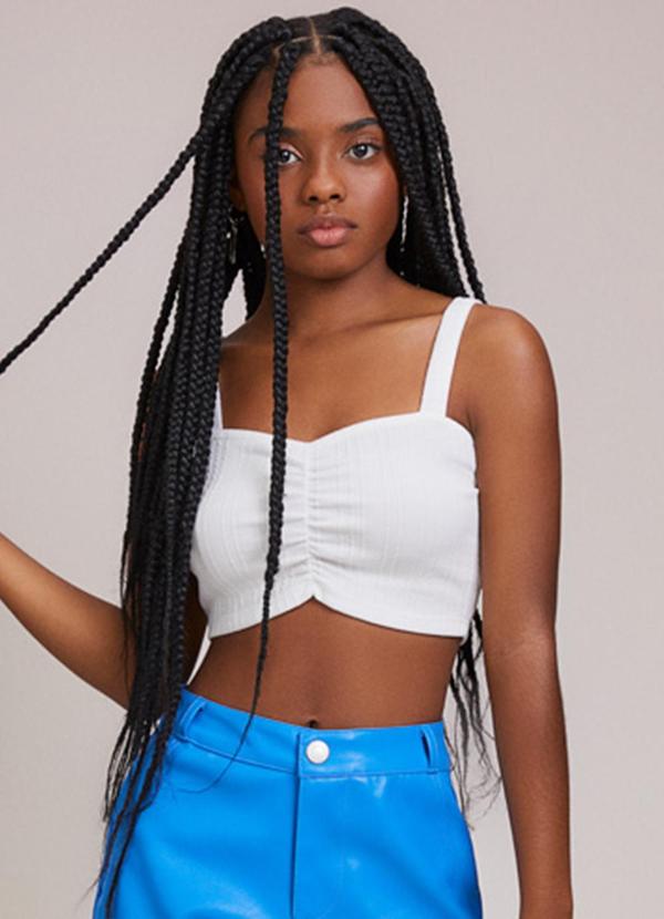 Cropped Off White com Franzido Off White