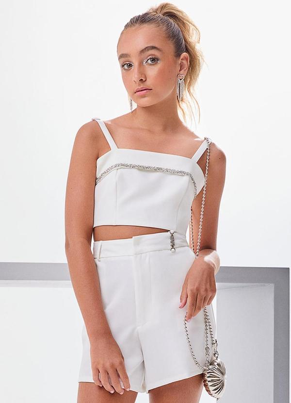 Vista 2 Cropped Off White com Glitter Off White I Am I Am