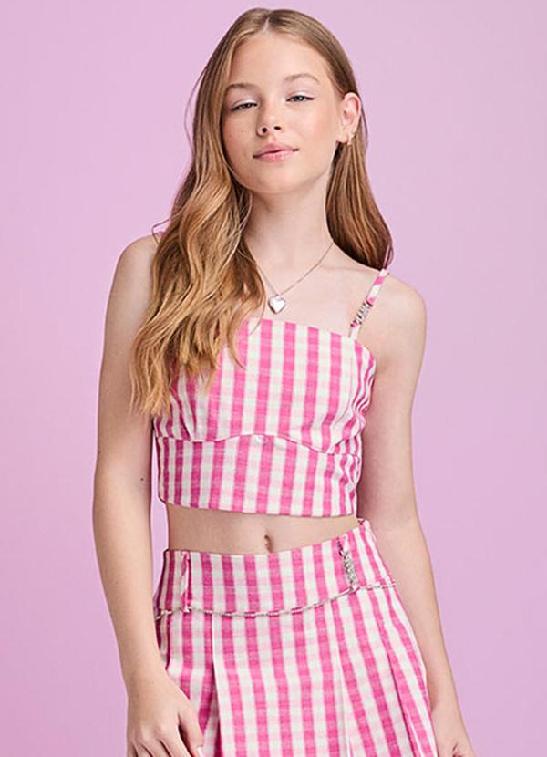 Cropped Xadrez Rosa
