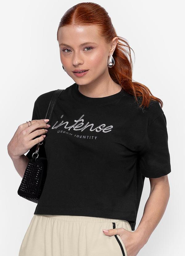 T- Shirt Bordada Feminina Preto