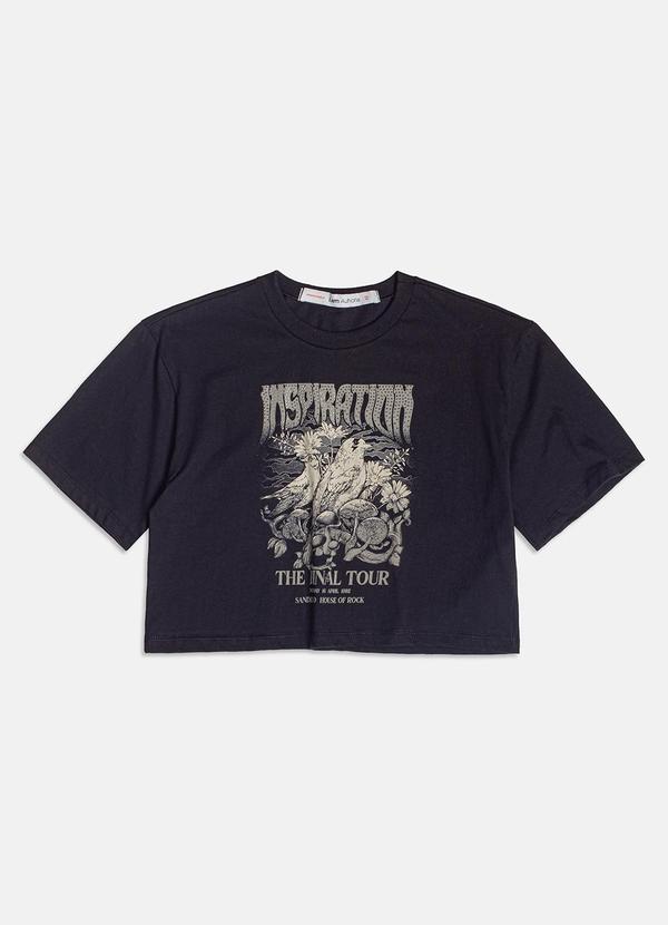 Vista 2 T-Shirt Cropped com Strass Preto I Am I Am