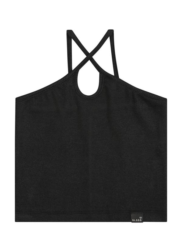 Vista 2 Top Básico com Alças em Ribana Juvenil Preto Gloss Gloss