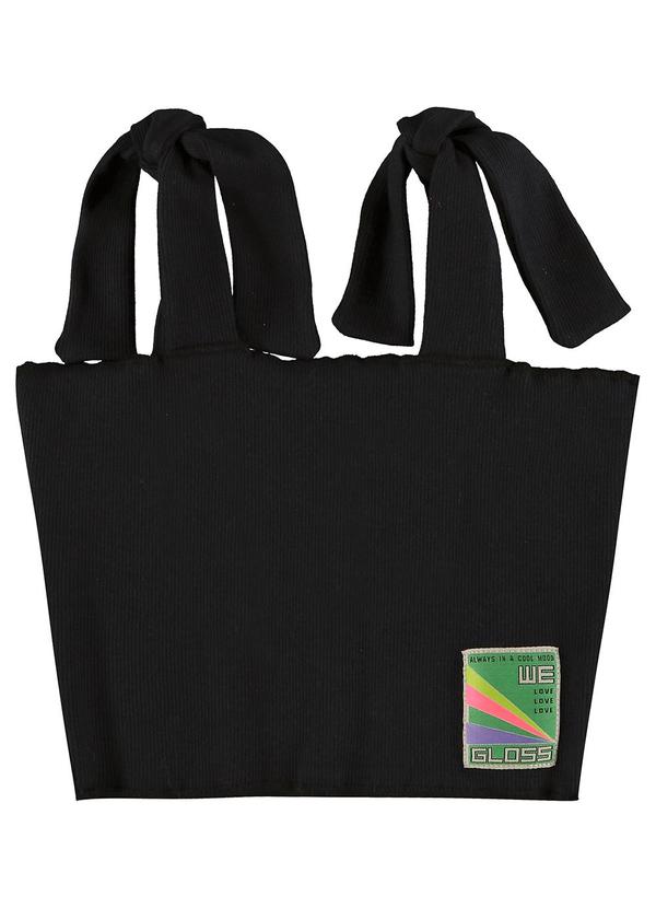 Vista 2 Top Cropped Básico Juvenil em Ribana Preto Gloss Gloss