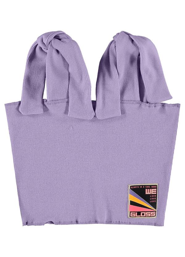 Vista 2 Top Cropped Básico Juvenil em Ribana Roxo Gloss Gloss