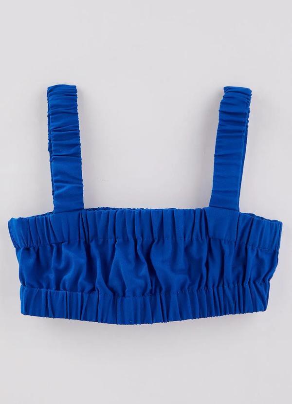 Top Cropped com Elástico Azul