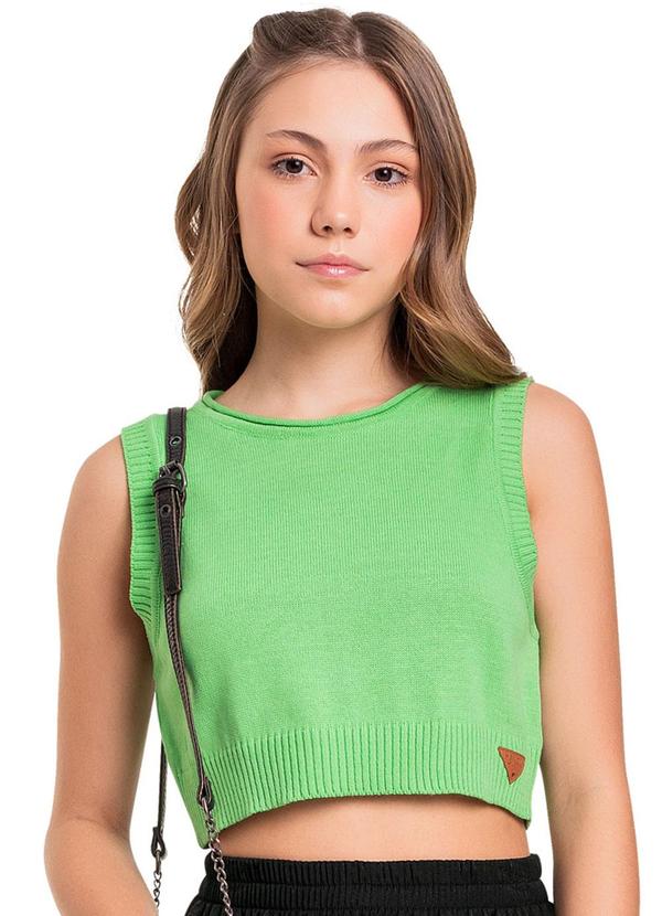 Vista 2 Top Cropped em Tricô Juvenil Verde Gloss Gloss
