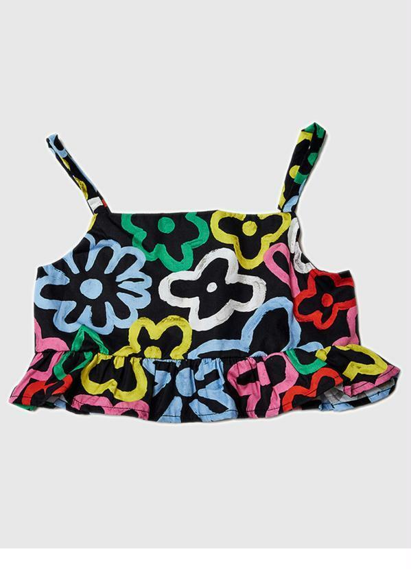 Top Cropped Menina Blu Preto