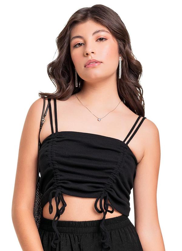 Vista 2 Top de Alcinha em Ribana Juvenil Preto Gloss Gloss