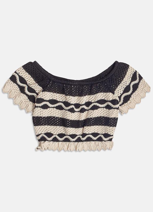 Top de Tricot Listrado Branco