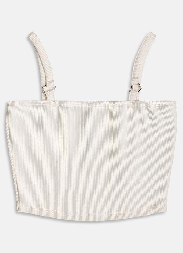 Top Off White com Argola de Coração Off White