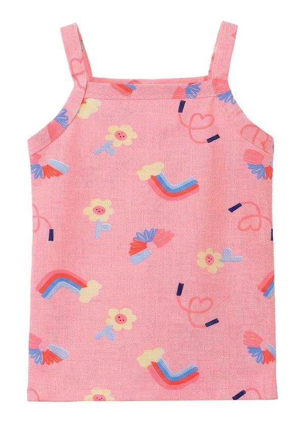 Blusa Básica Flores Rosa Claro