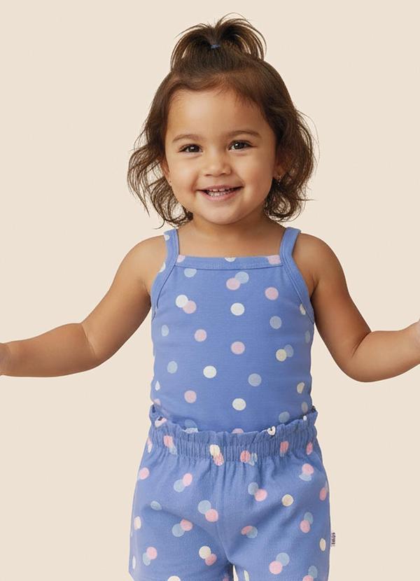 Blusa Básica Poá Azul Pastel