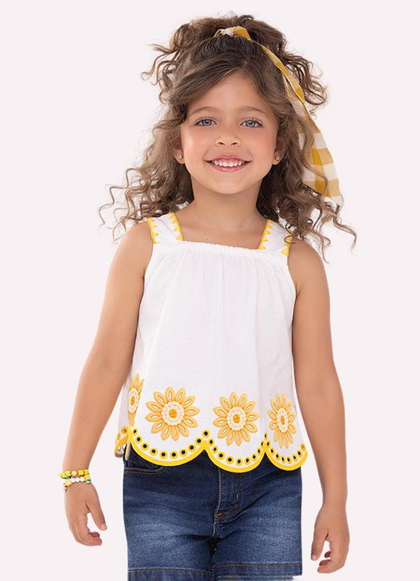 Blusa Cropped Infantil Corte a Laser Branco