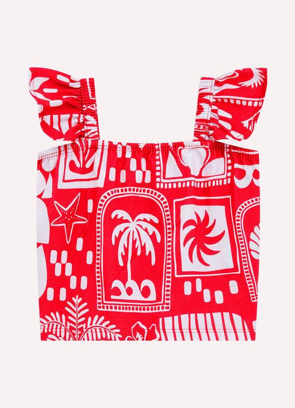 Vista 2 Blusa Cropped Infantil em Algodão Vermelho Nanai Nanai