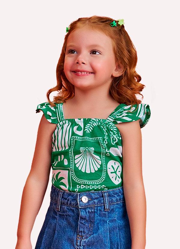 Vista 2 Blusa Cropped Infantil Menina em Algodão Verde Nanai Nanai