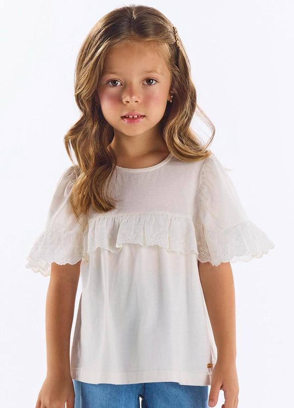 Bata Infantil Algodão com Renda Bege
