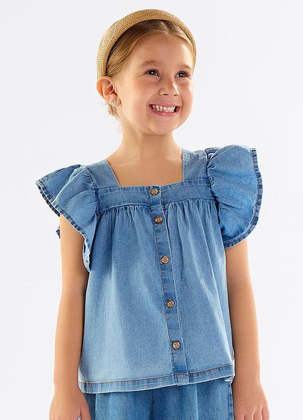 Vista 2 Bata Infantil em Jeans com Elastano Azul Up Baby Up Baby