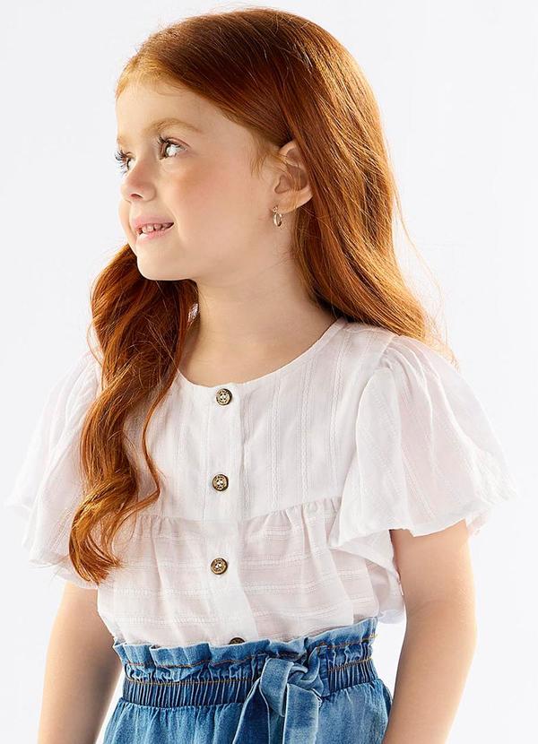 Vista 2 Bata Infantil para Menina em Cotton Branco Up Baby Up Baby