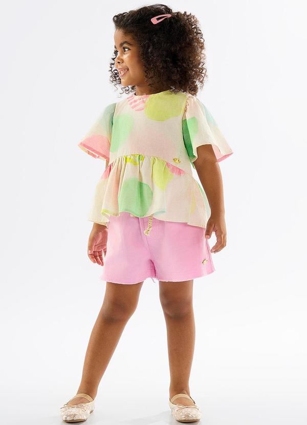 Vista 2 Bata para Menina em Viscose e Linho Bege Up Baby Up Baby