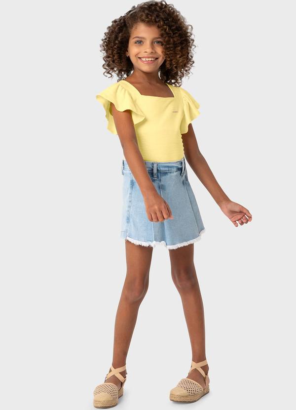 Blusa Amarela Justa Texturizada Menina