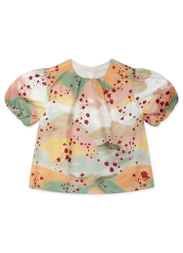 Vista 2 Blusa Aquarela Manga Curta Infantil Laranja Lilica Ripilica Lilica Ripilica