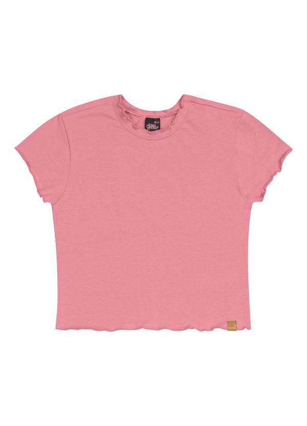 Vista 2 Blusa Baby Look em Cotton Juvenil Rosa Gloss Gloss