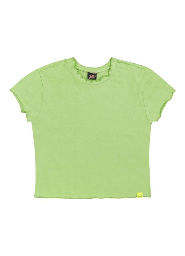 Vista 2 Blusa Baby Look em Cotton Juvenil Verde Gloss Gloss