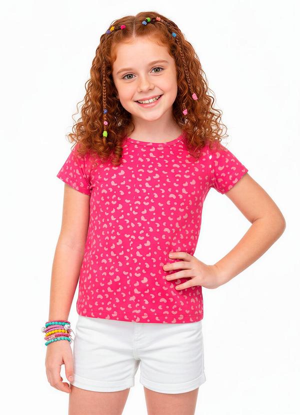 Vista 2 Blusa Básica Animal Print Rosa Escuro Malwee Kids Malwee Kids