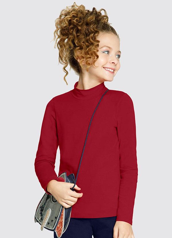 Blusa Básica com Gola Alta Vermelho