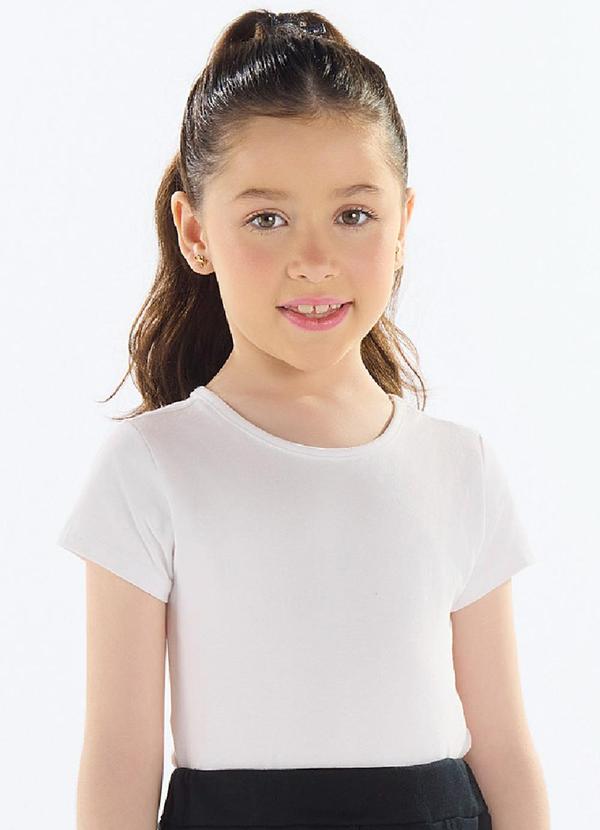 Vista 2 Blusa Básica Cotton Menina Branco Quimby Quimby