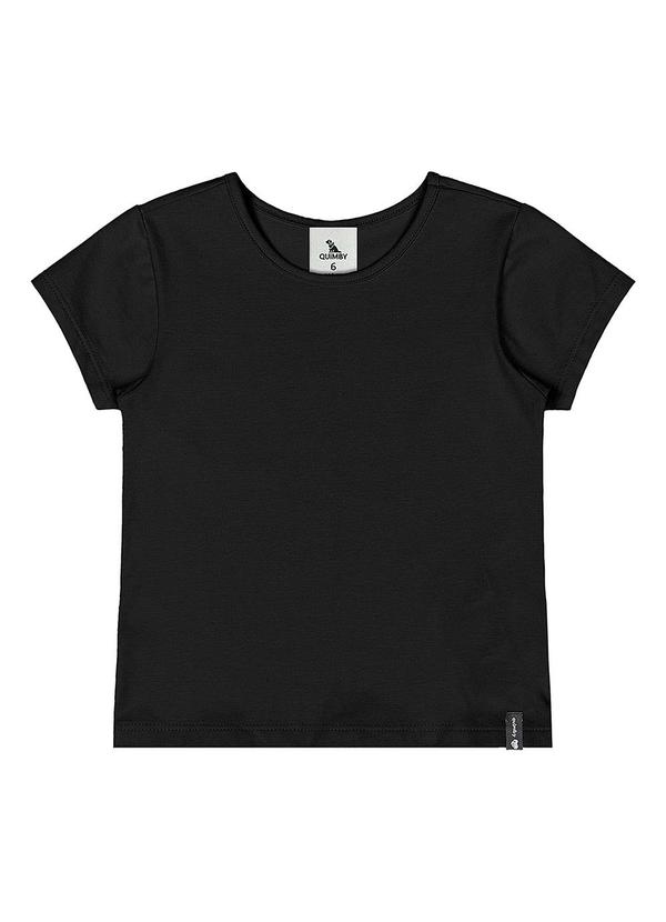 Vista 2 Blusa Básica Cotton Menina Preto Quimby Quimby