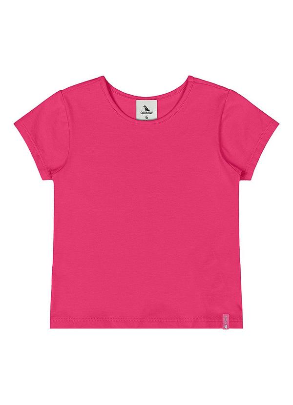 Vista 2 Blusa Básica Cotton Menina Rosa Quimby Quimby