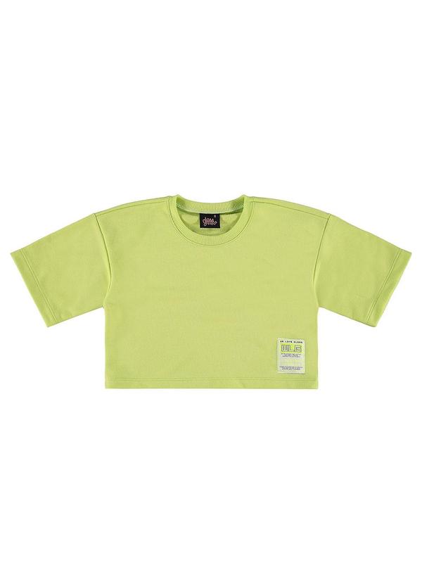 Vista 2 Blusa Básica Cropped em Moletom Verde Gloss Gloss