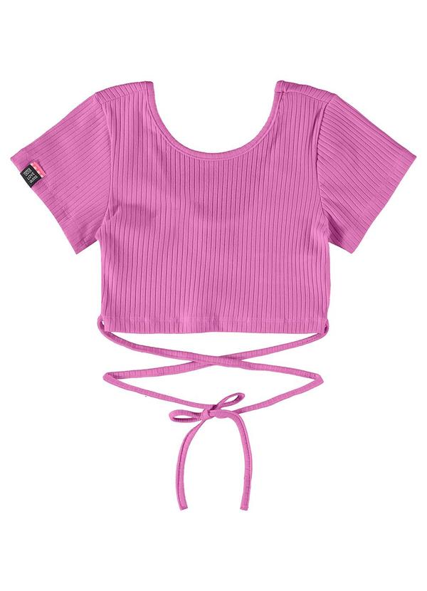 Vista 2 Blusa Básica Cropped em Ribana Roxo Gloss Gloss