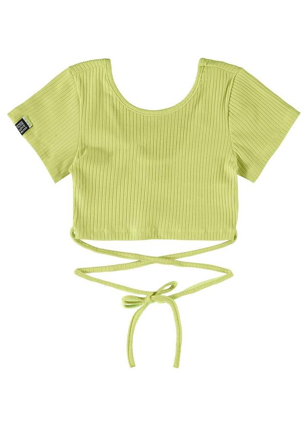 Vista 2 Blusa Básica Cropped em Ribana Verde Gloss Gloss